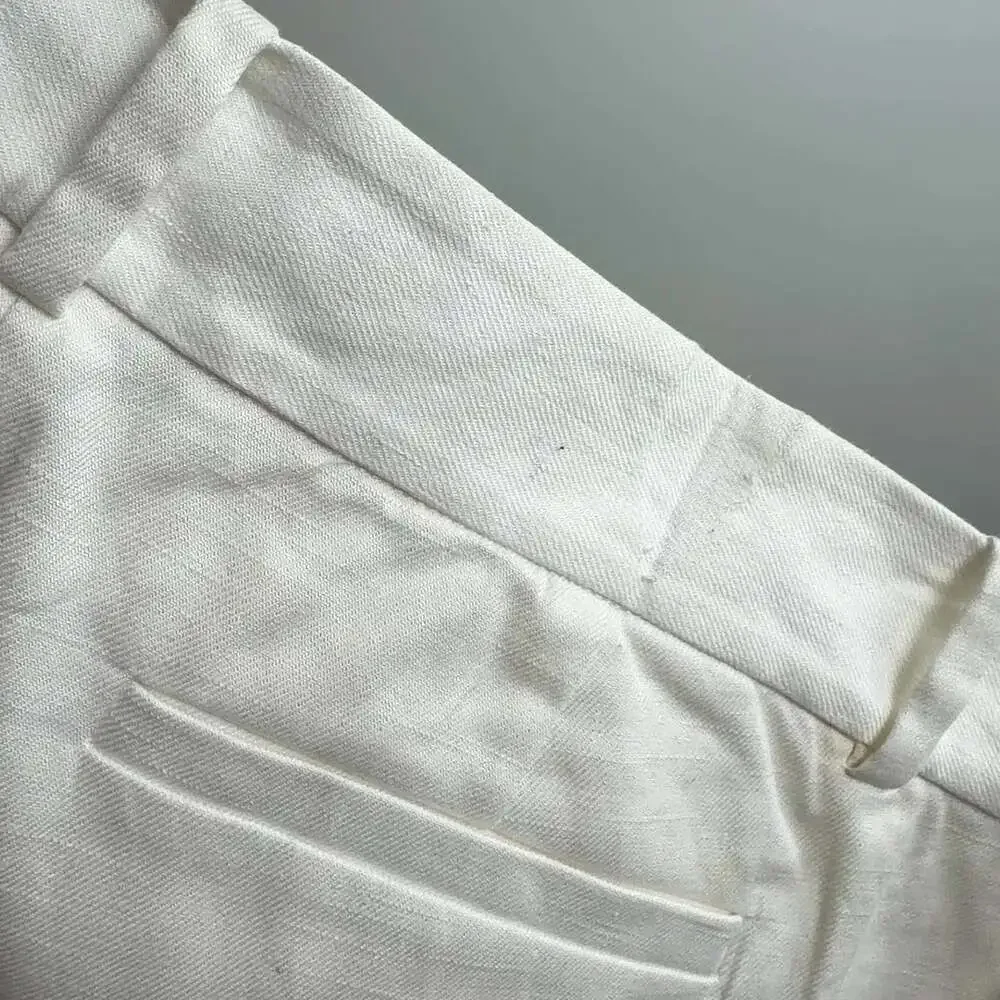 DVF Diane von Furstenberg White Carissa Linen Blend Trousers Size 12 Women’s
